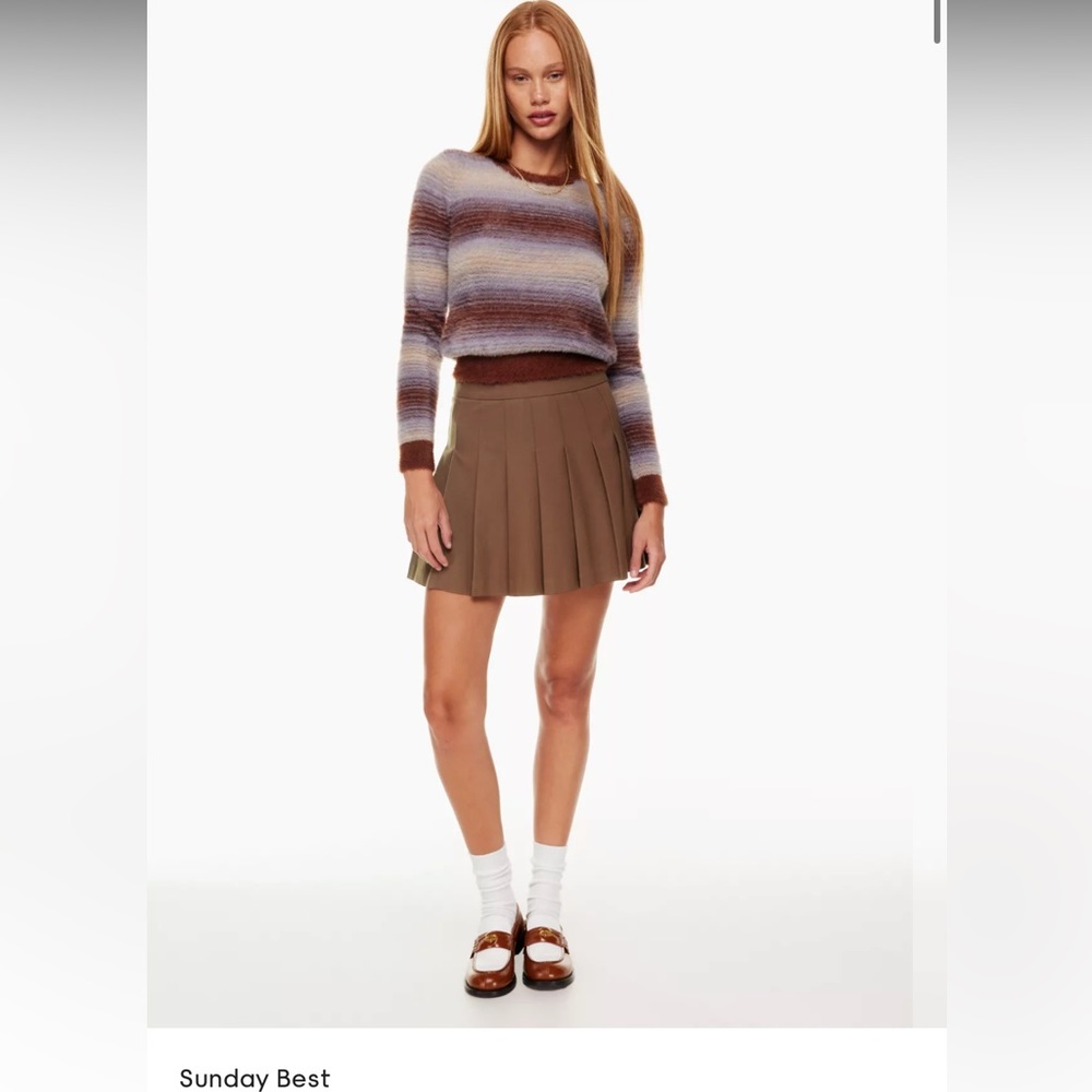 Aritzia sundays best olive micro pleated skirt